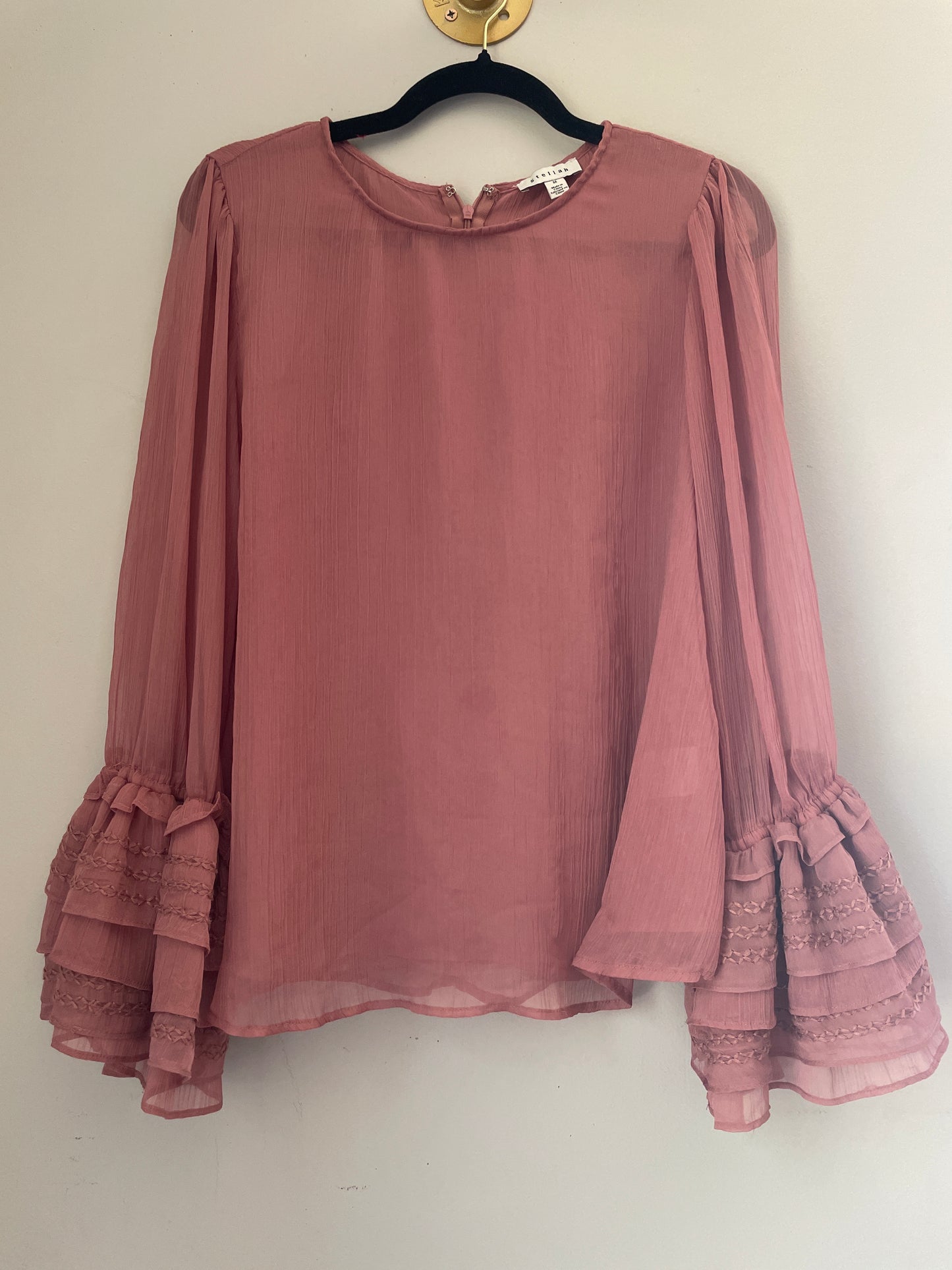 M Stellah Mauve Ruffle Bell Sleeve Blouse