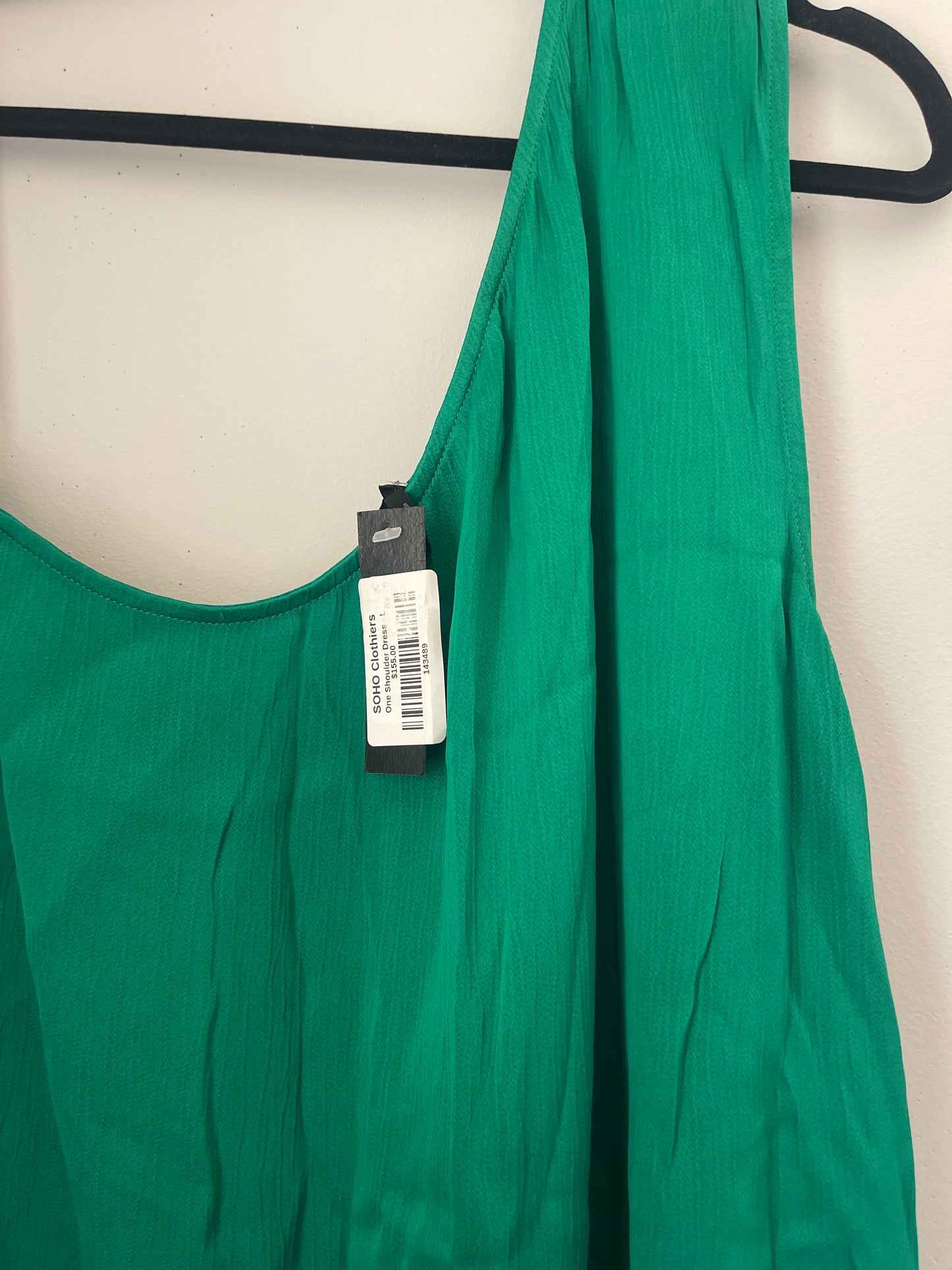 L NWT Bobi black Green One Shoulder Dress