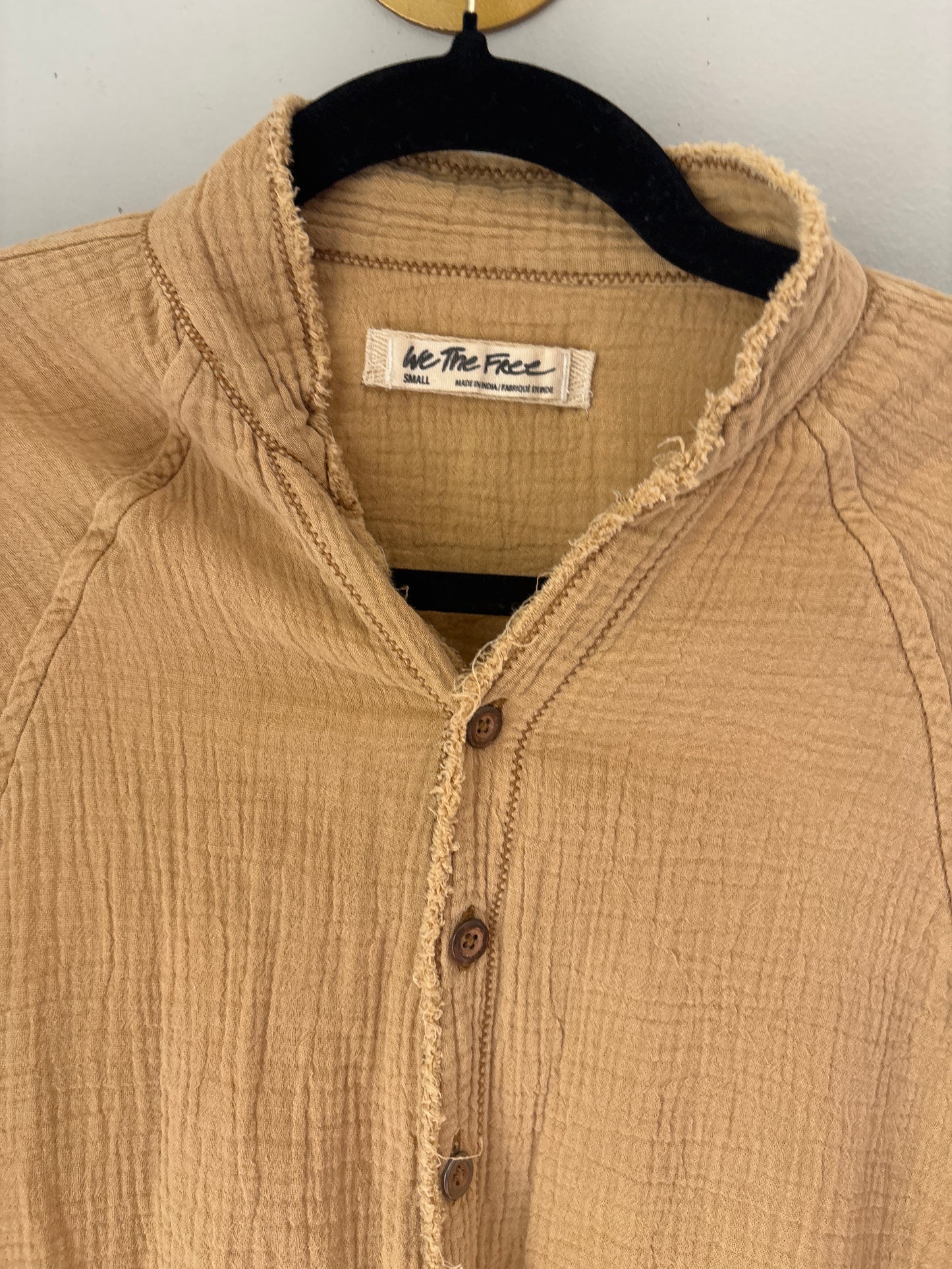 S We The Free Mustard Gauze Button Down