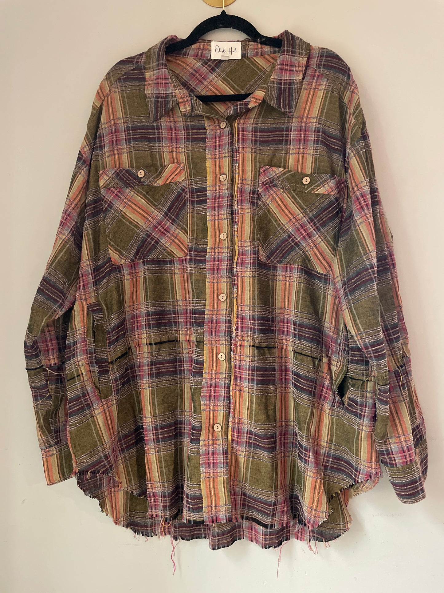 XL Oli + Hali Olive Plaid Button Down