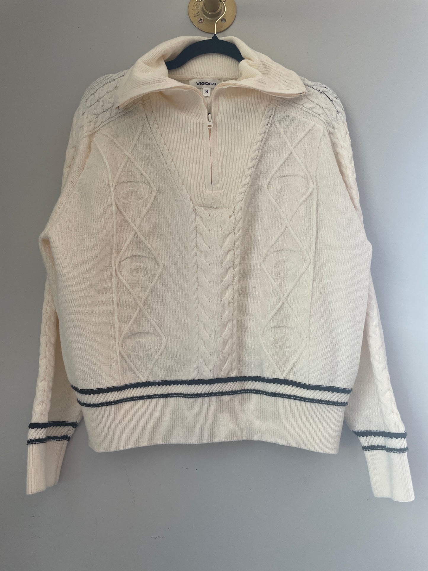 M Vigoss Cable Knit 1/4 Zip
