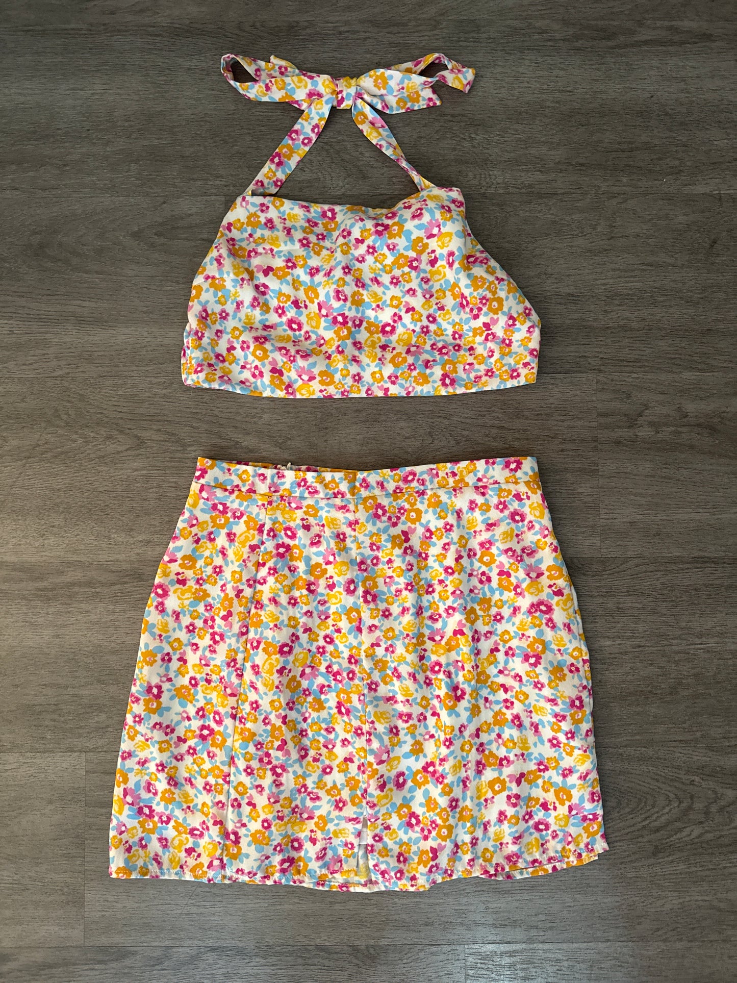 S Le Lis Floral Crop Skirt Set