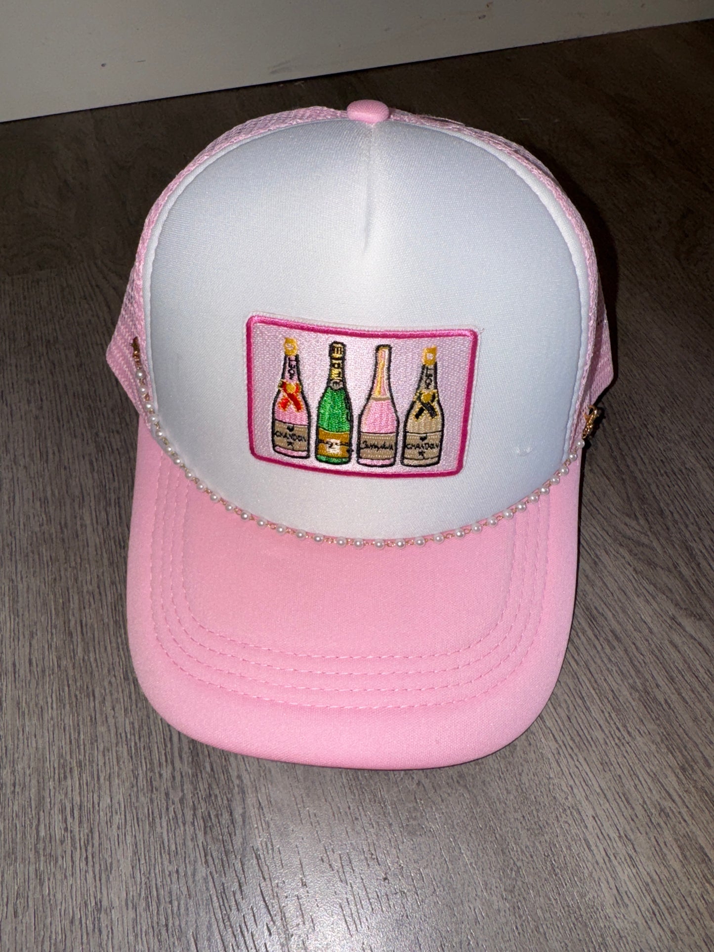 Pink Pearl Wine Bottle Trucker Hat