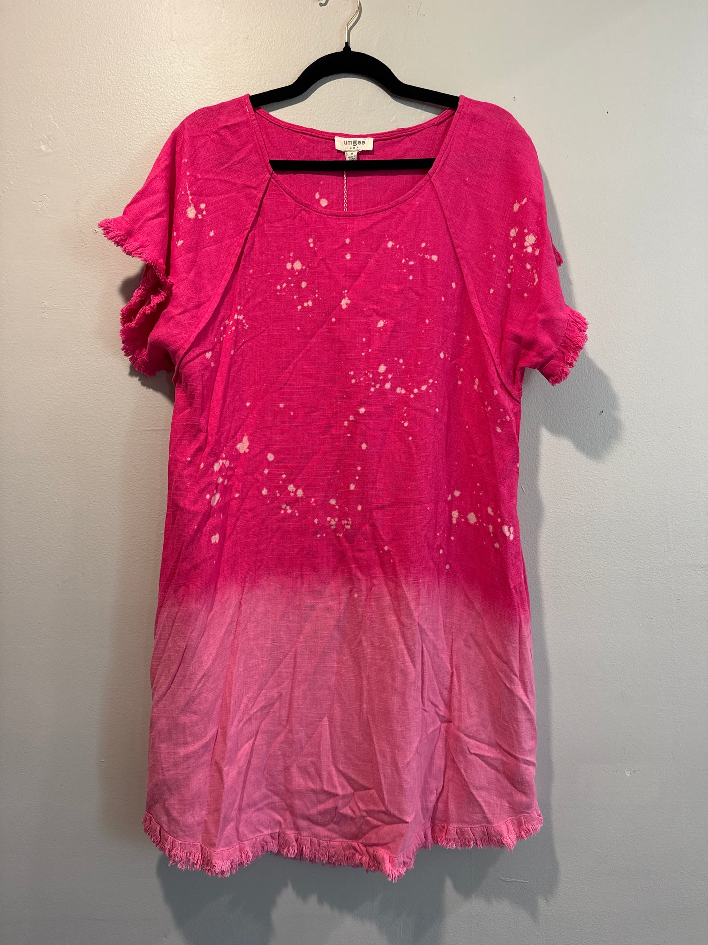 S NWT Umgee Pink Bleached Ombré Linen Dress