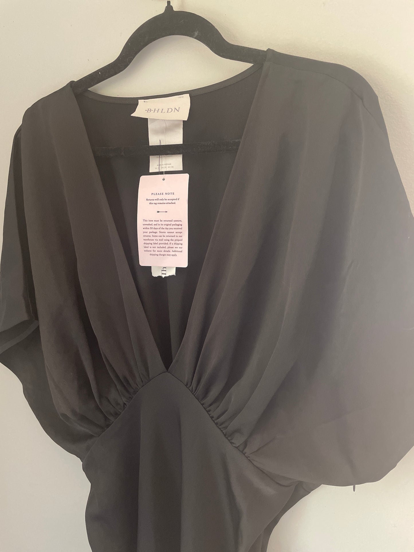 14 NWT BHLDN Leila Deep-V Flutter-Sleeve Satin A-line Gown