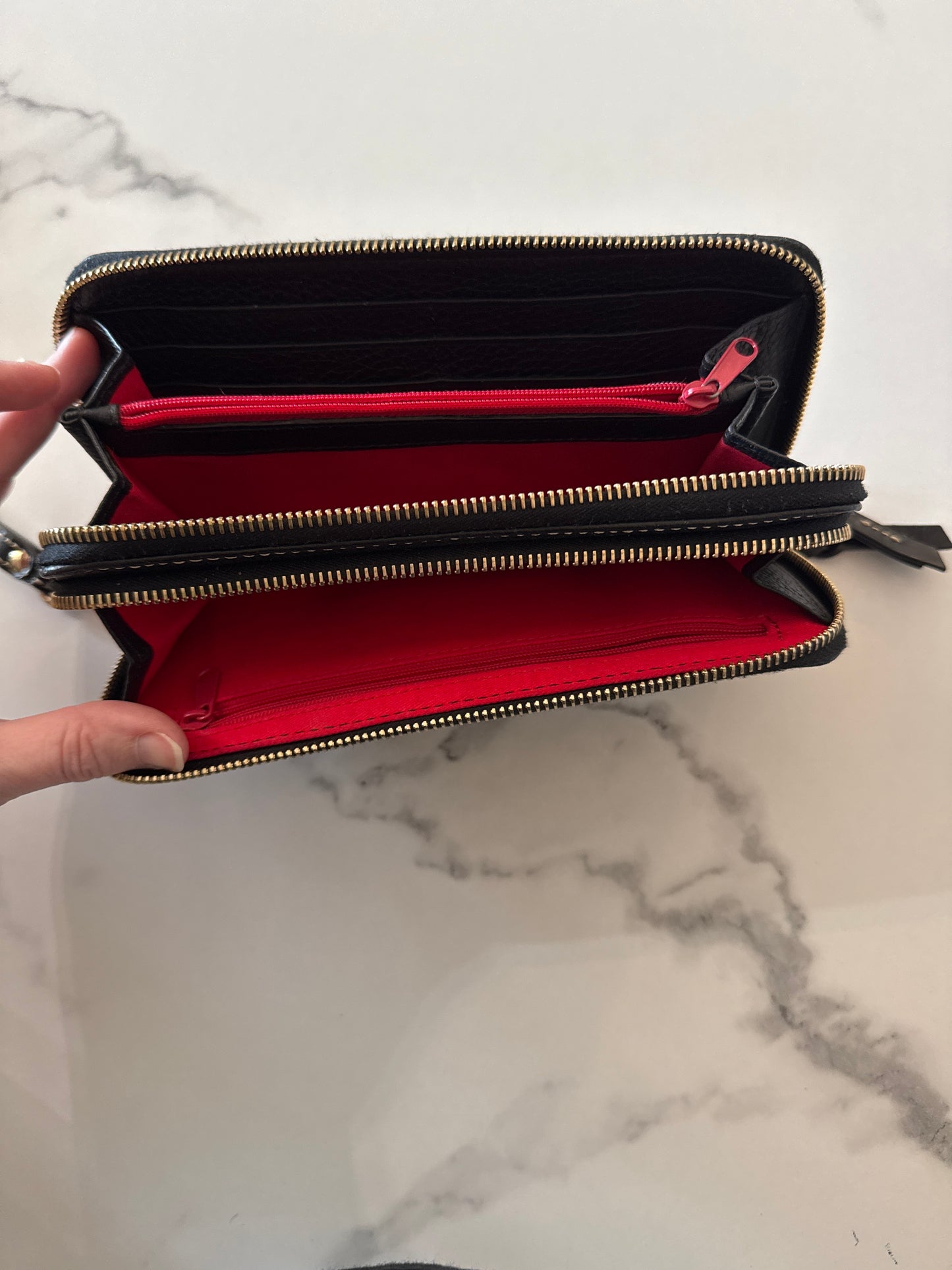 Dooney & Bourke Black Leather Double Zip Wallet