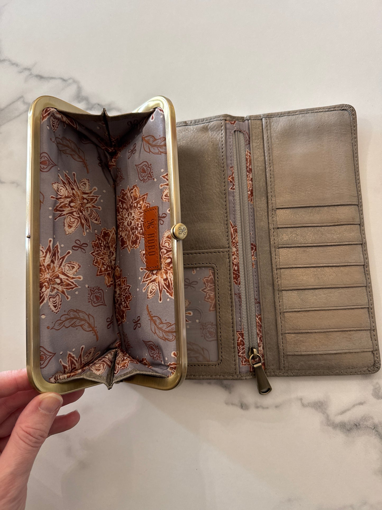 Hobo Metallic Gray Tri-Fold Clutch