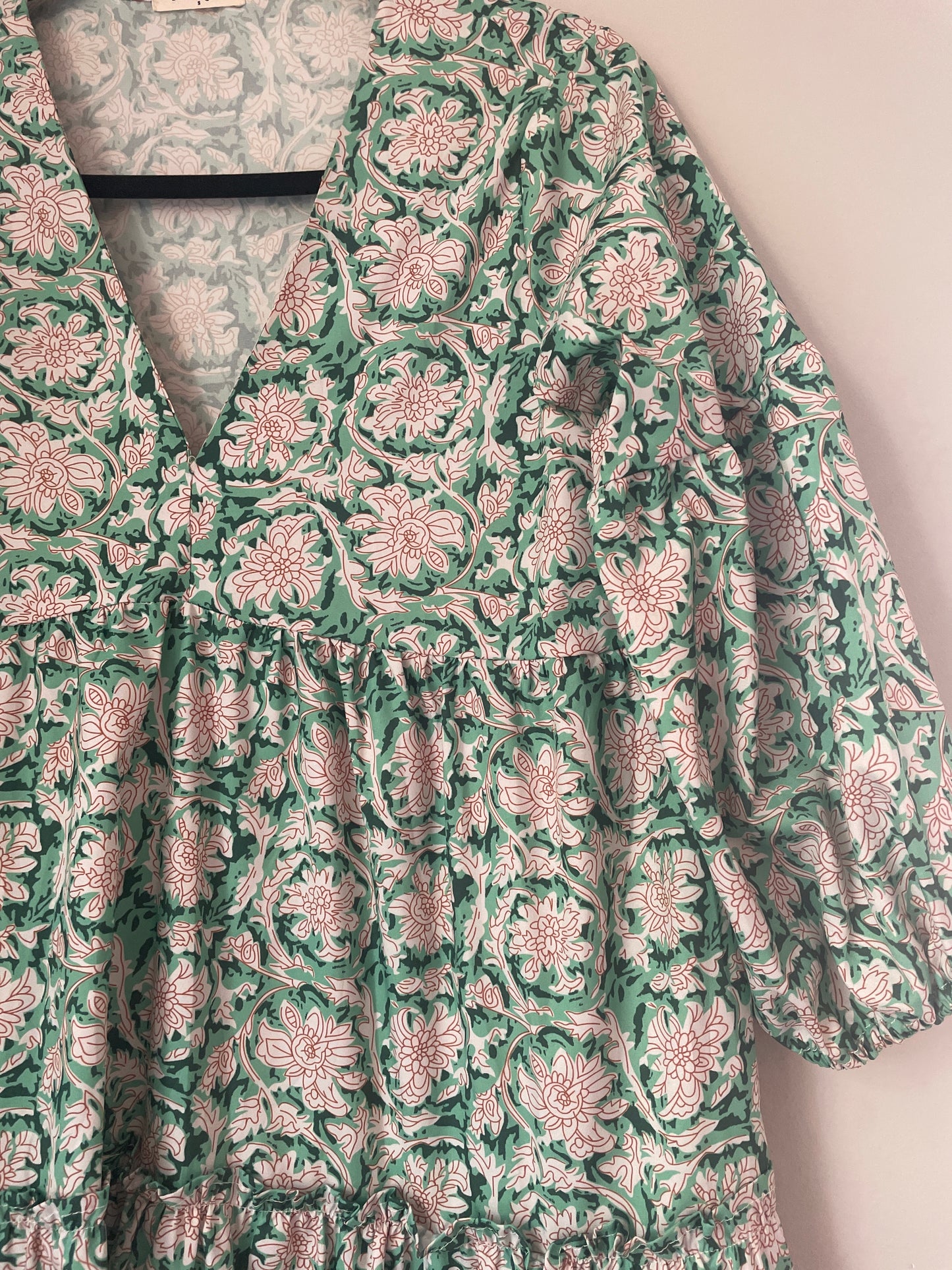 S Sunday Up Green Floral Dress Midi