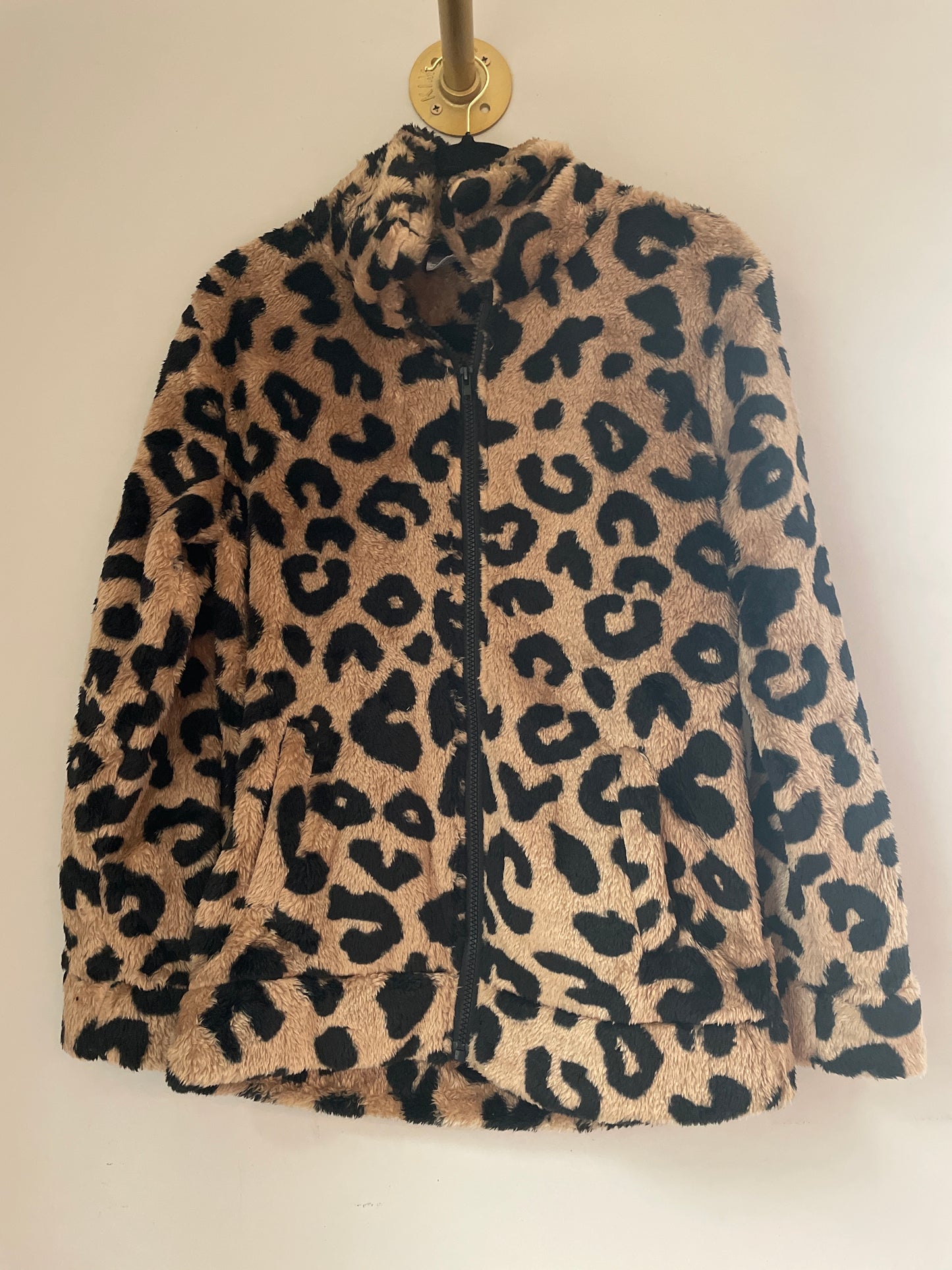 S NEW Leopard Fleece Zip Up