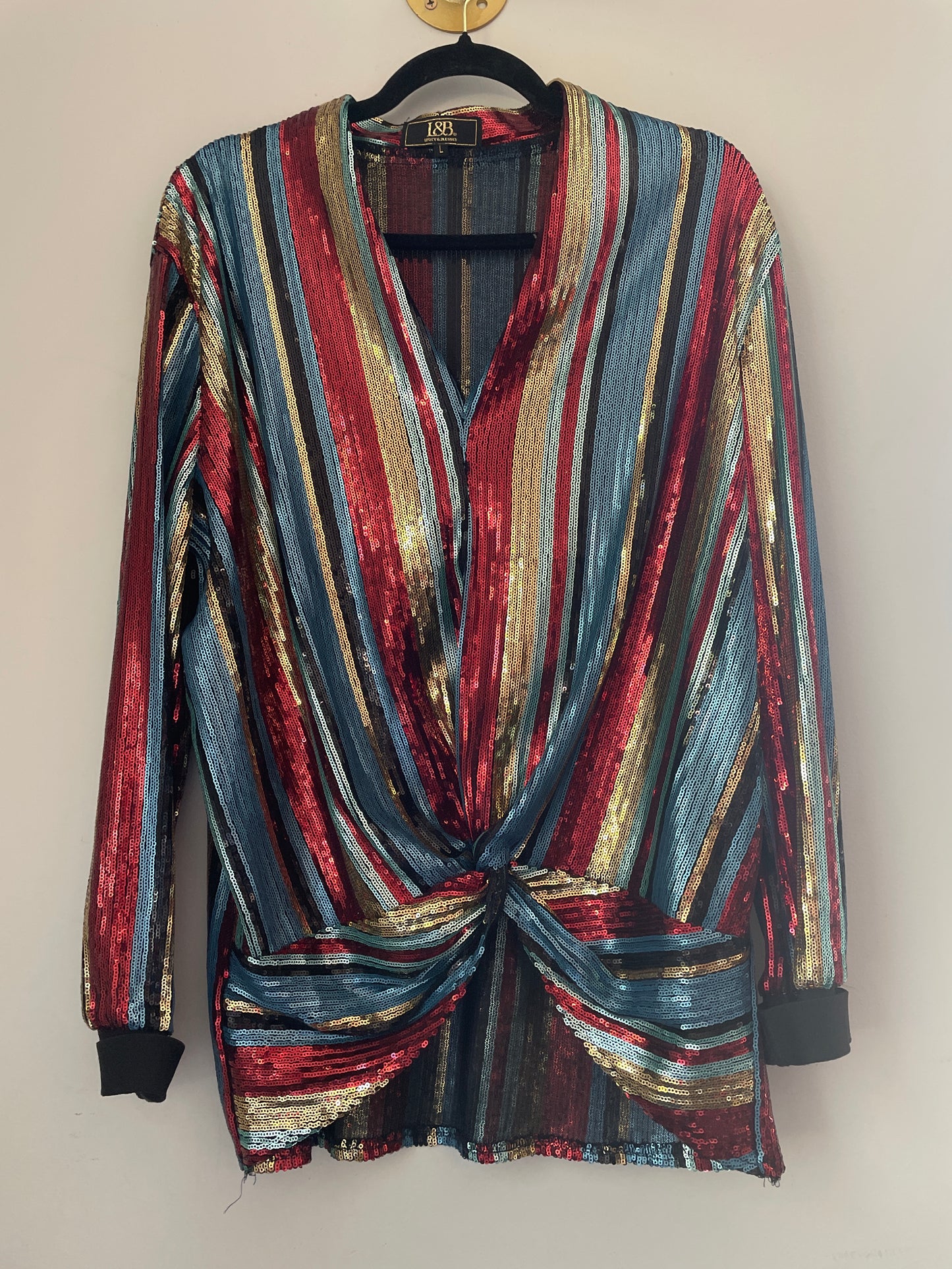 L Lucky & Blessed Sequin Stripe Long Sleeve