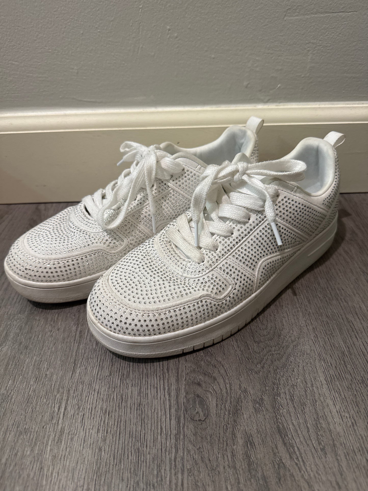 8 La Sheelah White Bling Sneakers