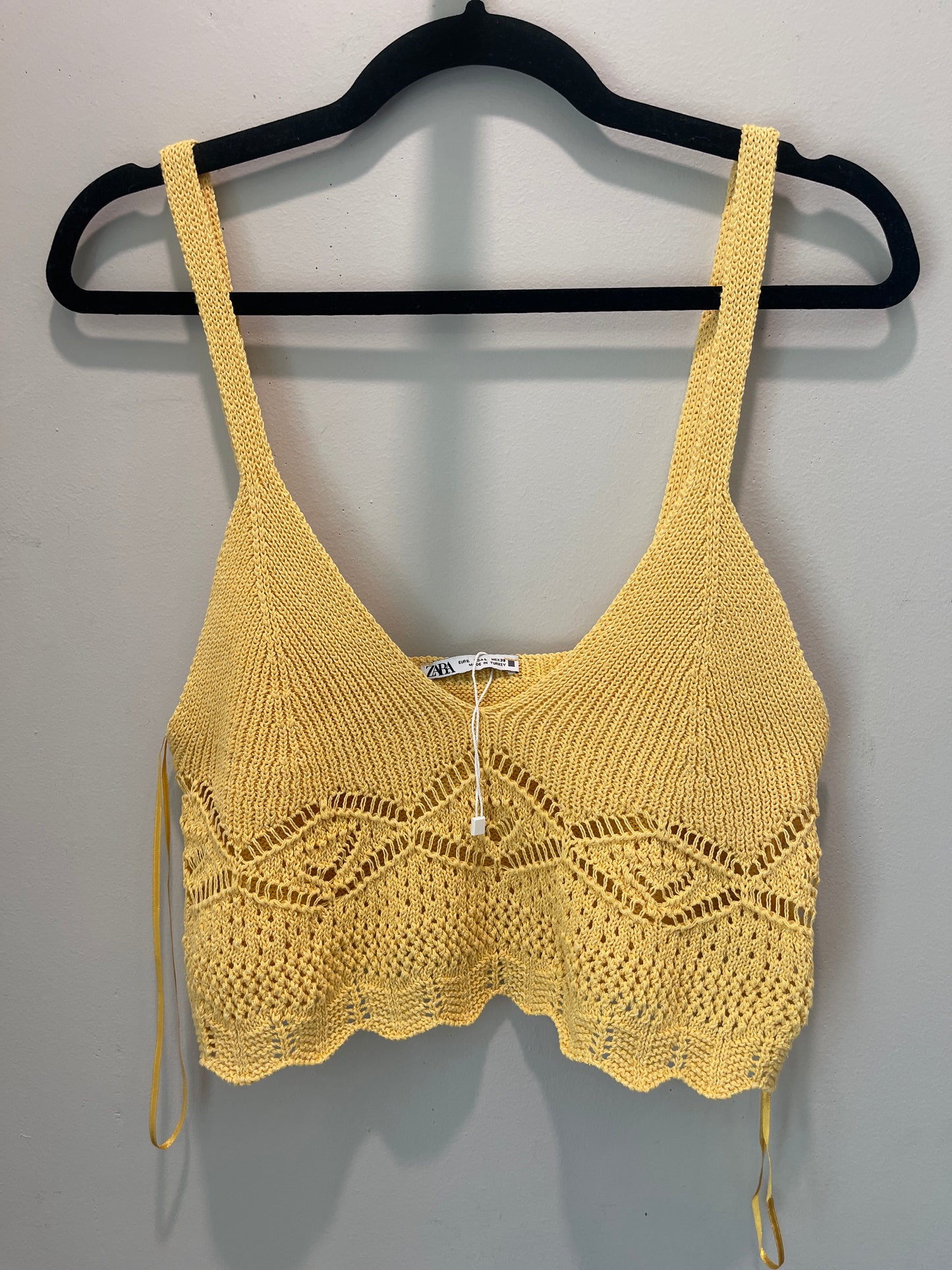 L NEW Zara Yellow Crochet crop