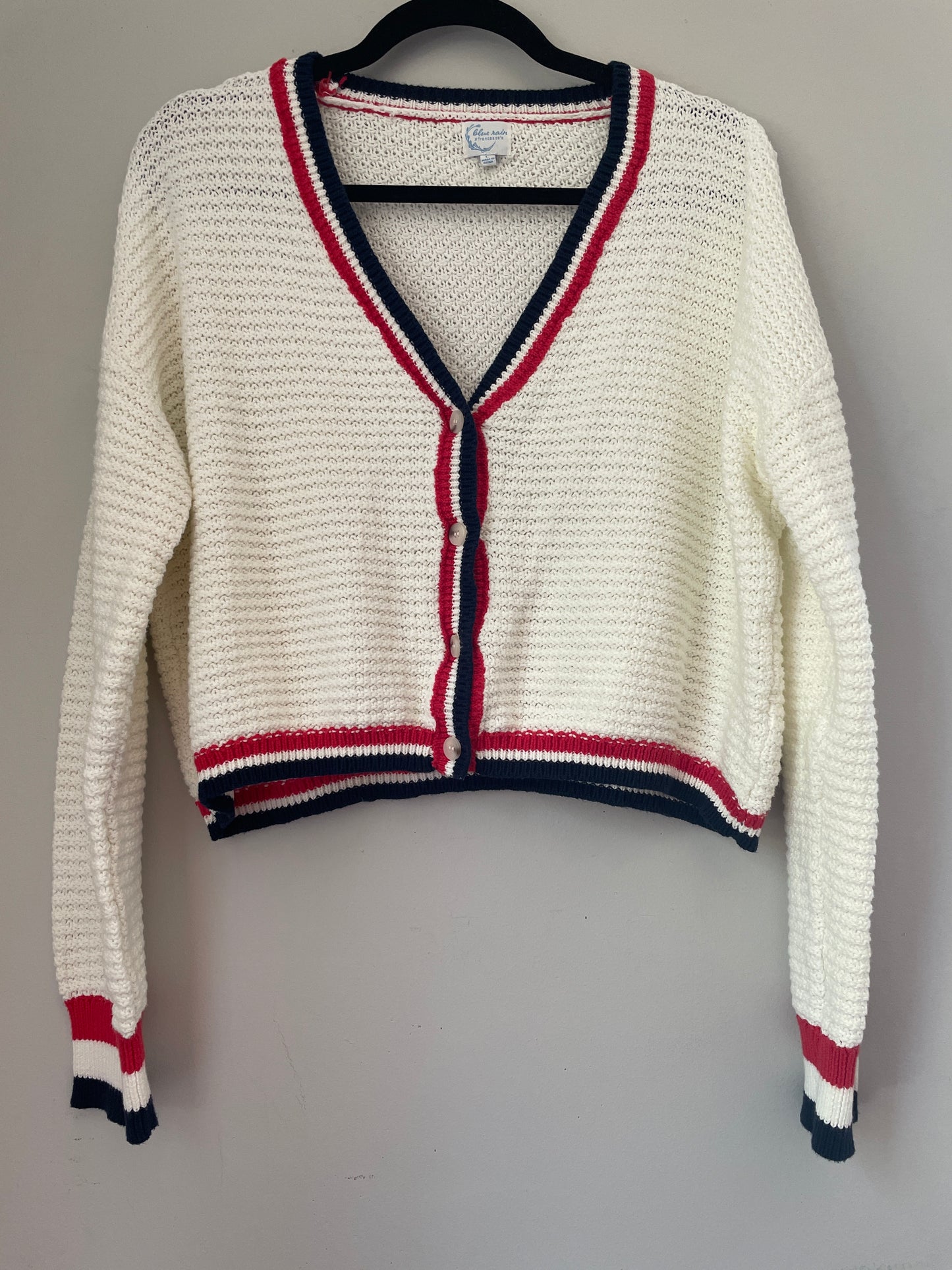 L Blue Rain RWB Cardigan