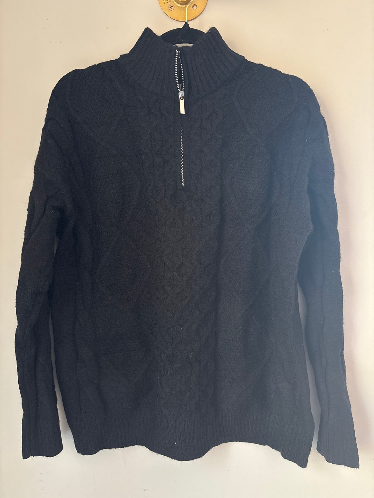 M NEW Black Oversized Quarter Zip Sweater