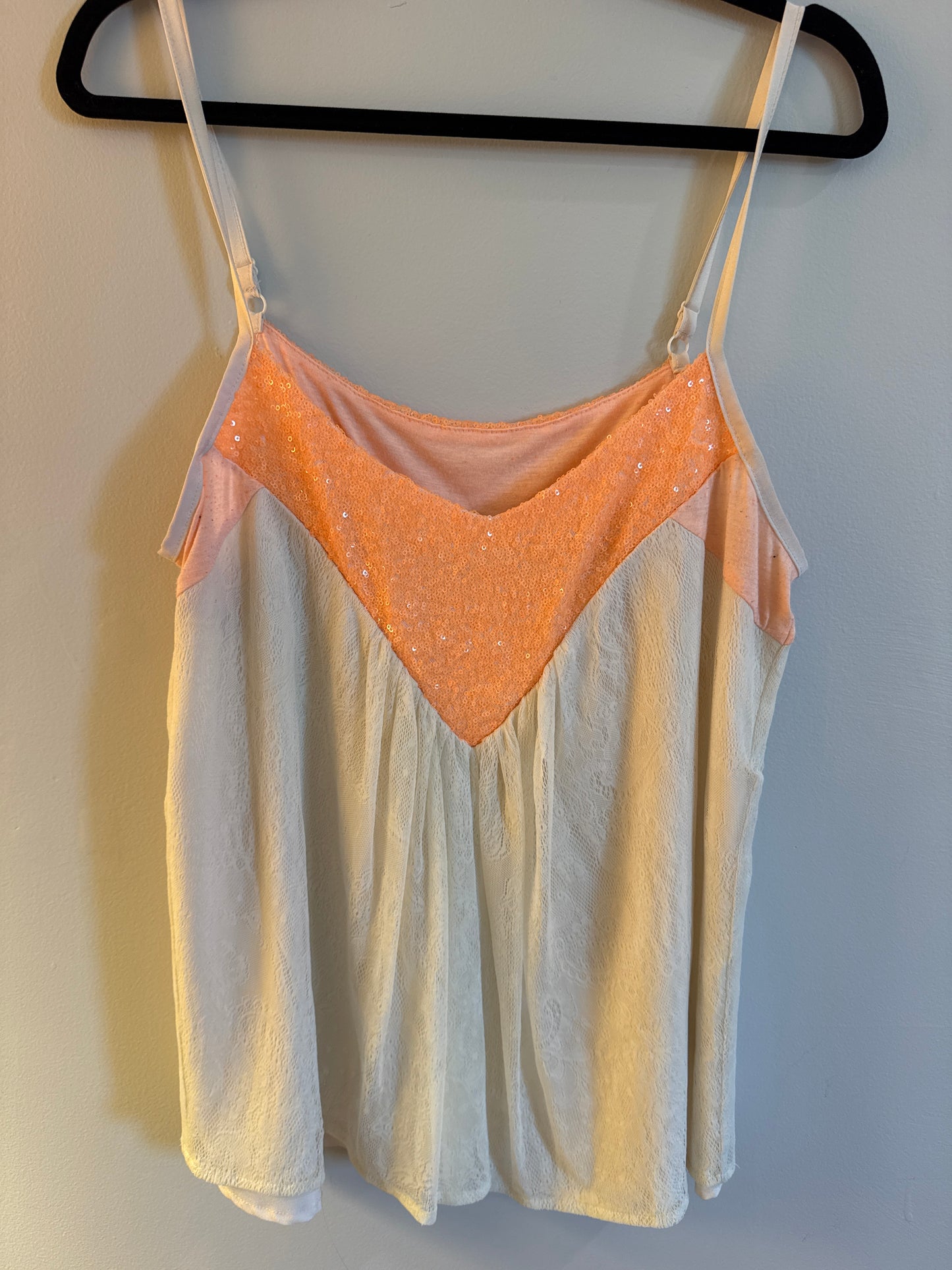 L Miss Me Orange Sequin Tank