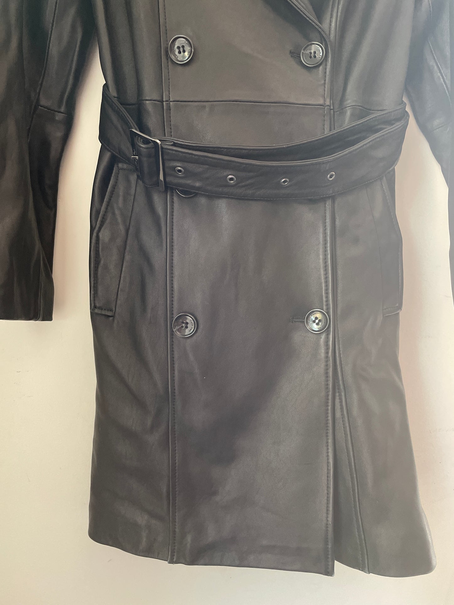 M Calvin Klein Women's Belted Faux-Leather Trench Coat