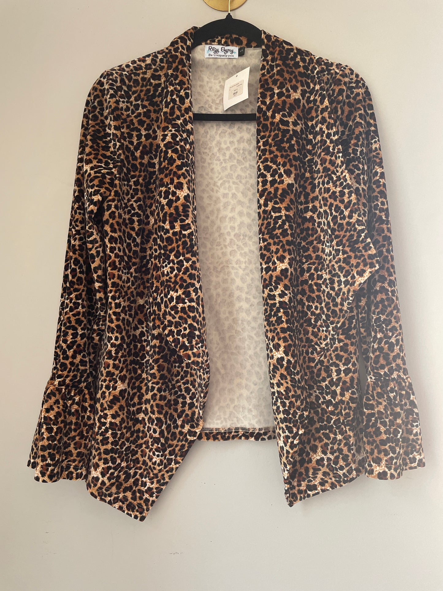S NWT Ritzy Gypsy Leopard Velvet Blazer