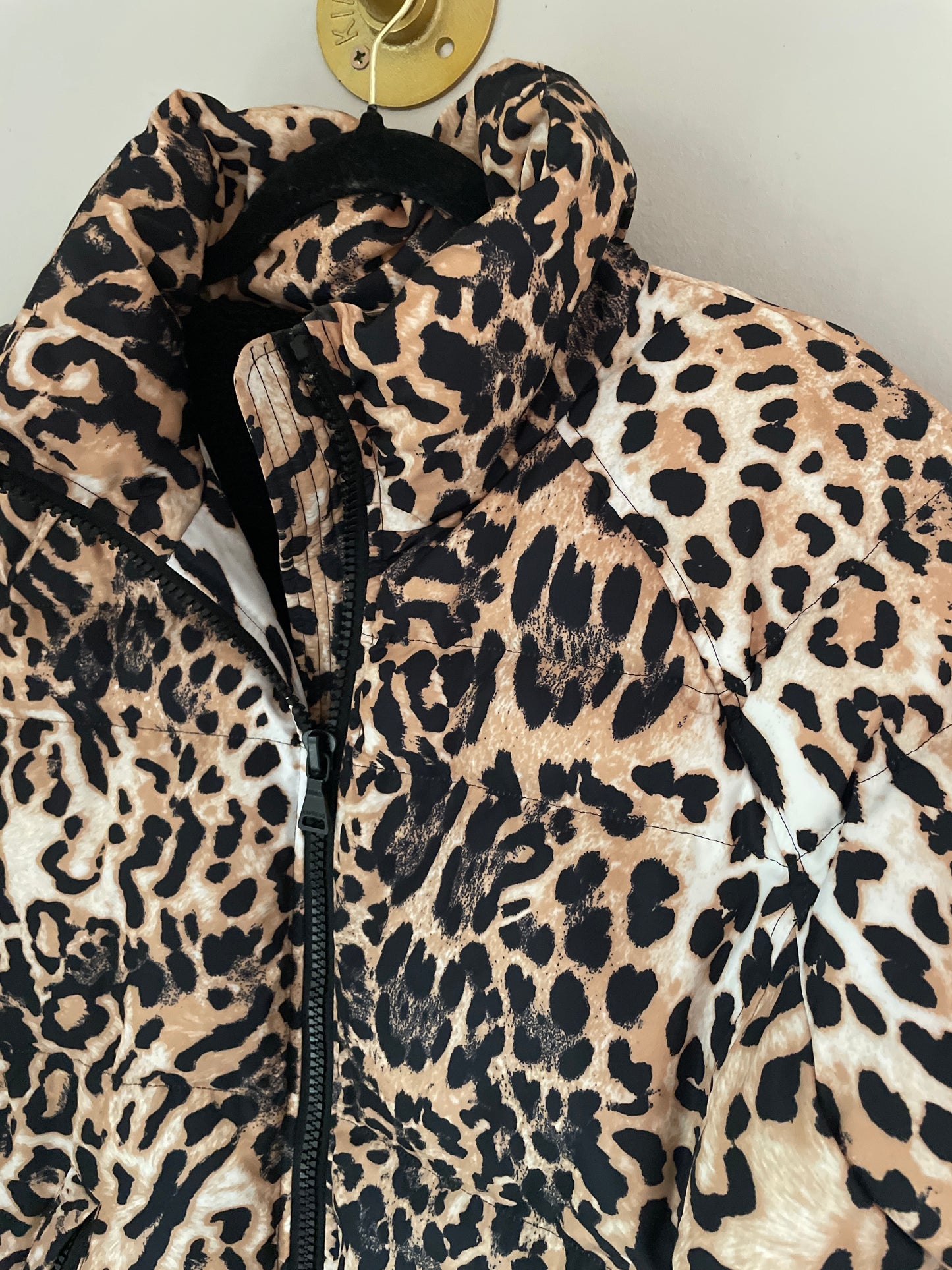 L express Leopard Puffer Coat