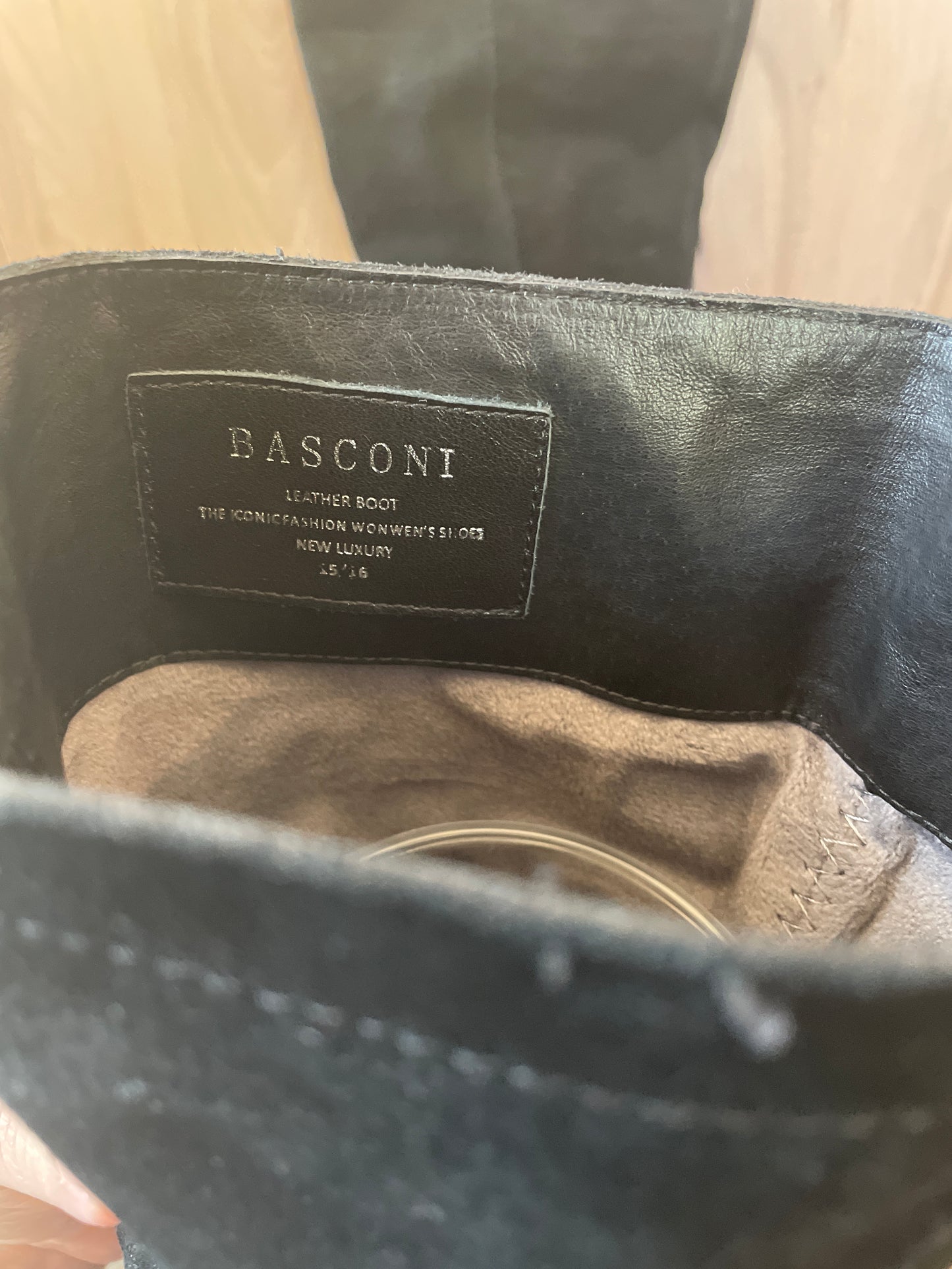 37 (6.5) Basconi Leather Black Knee High