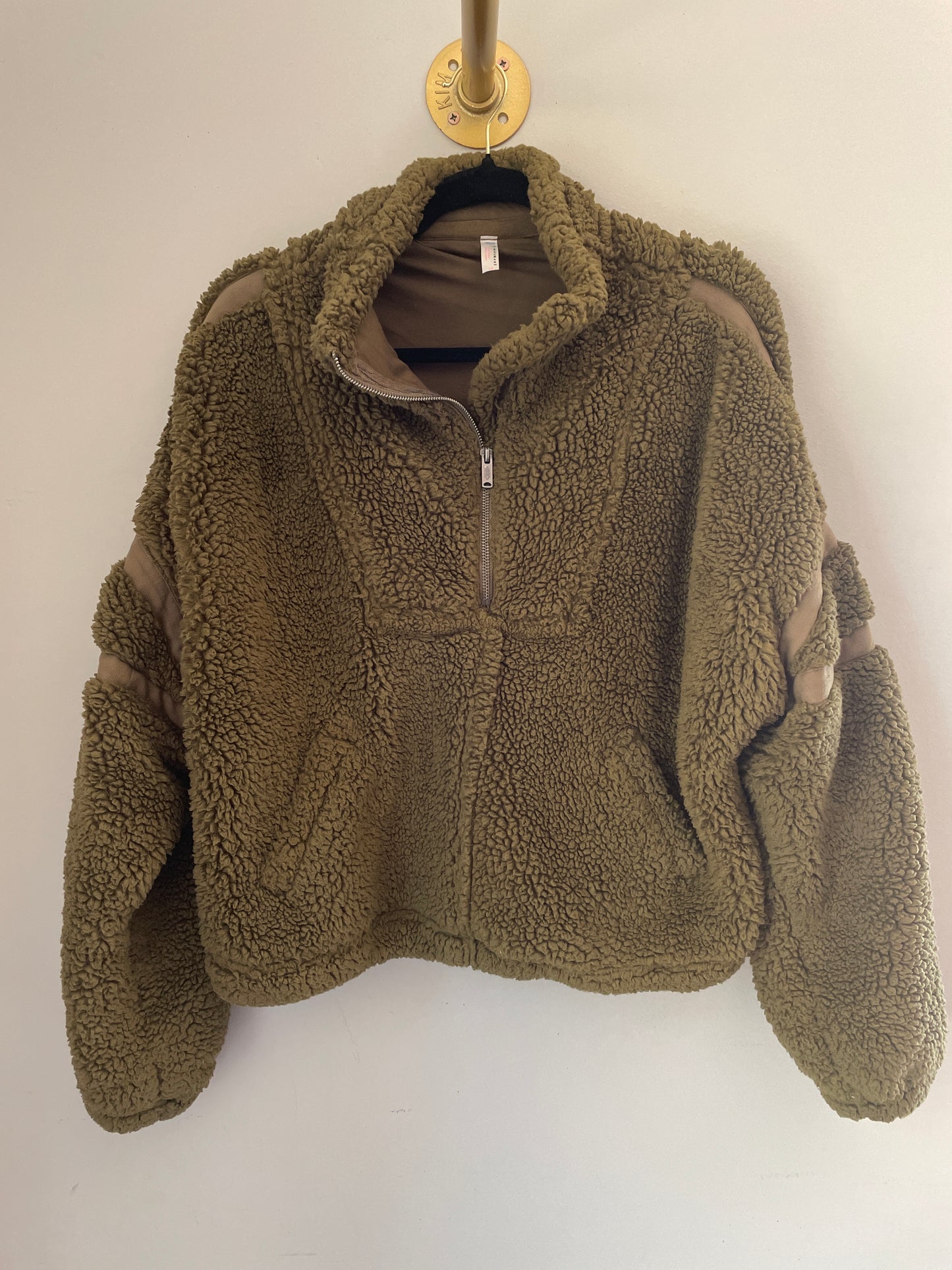 S Free People Movement Olive Green Sherpa Pullover