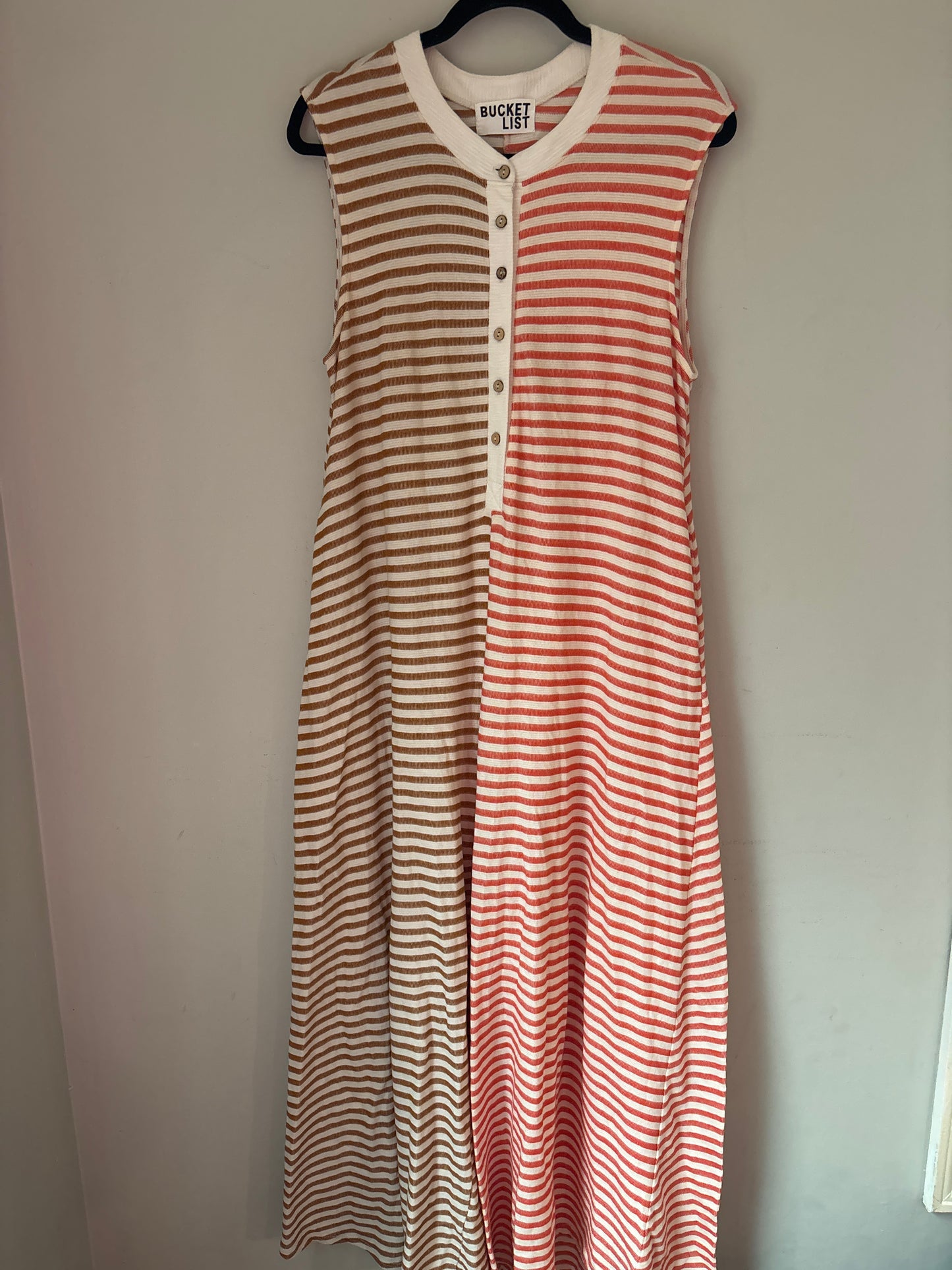 S Bucket List Wide Leg Stripe Jumpsuit