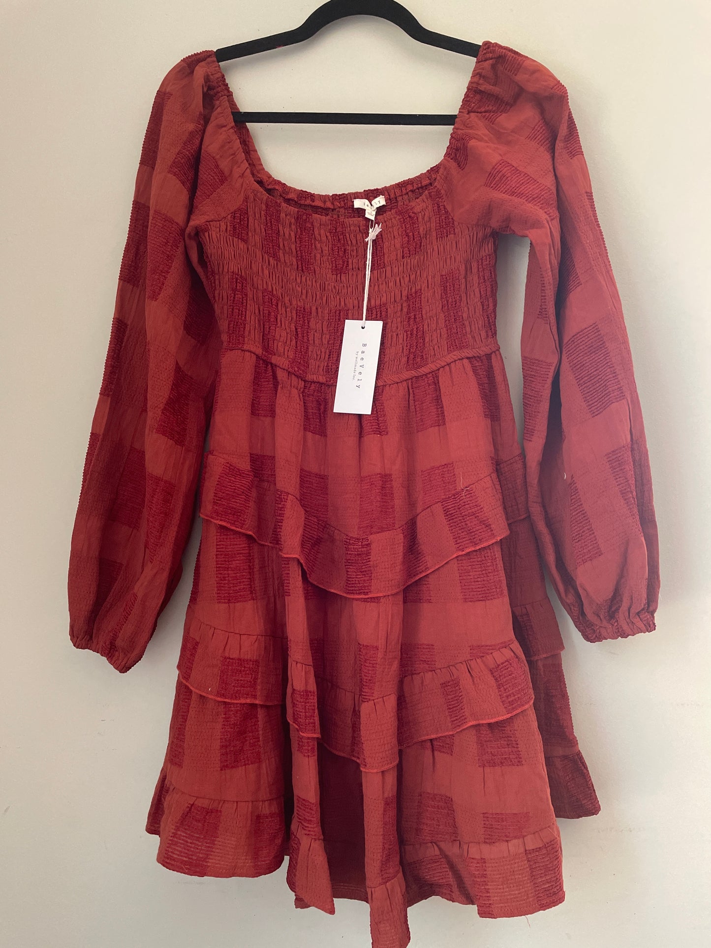 S NWT Baevely Rust Checkered Dress