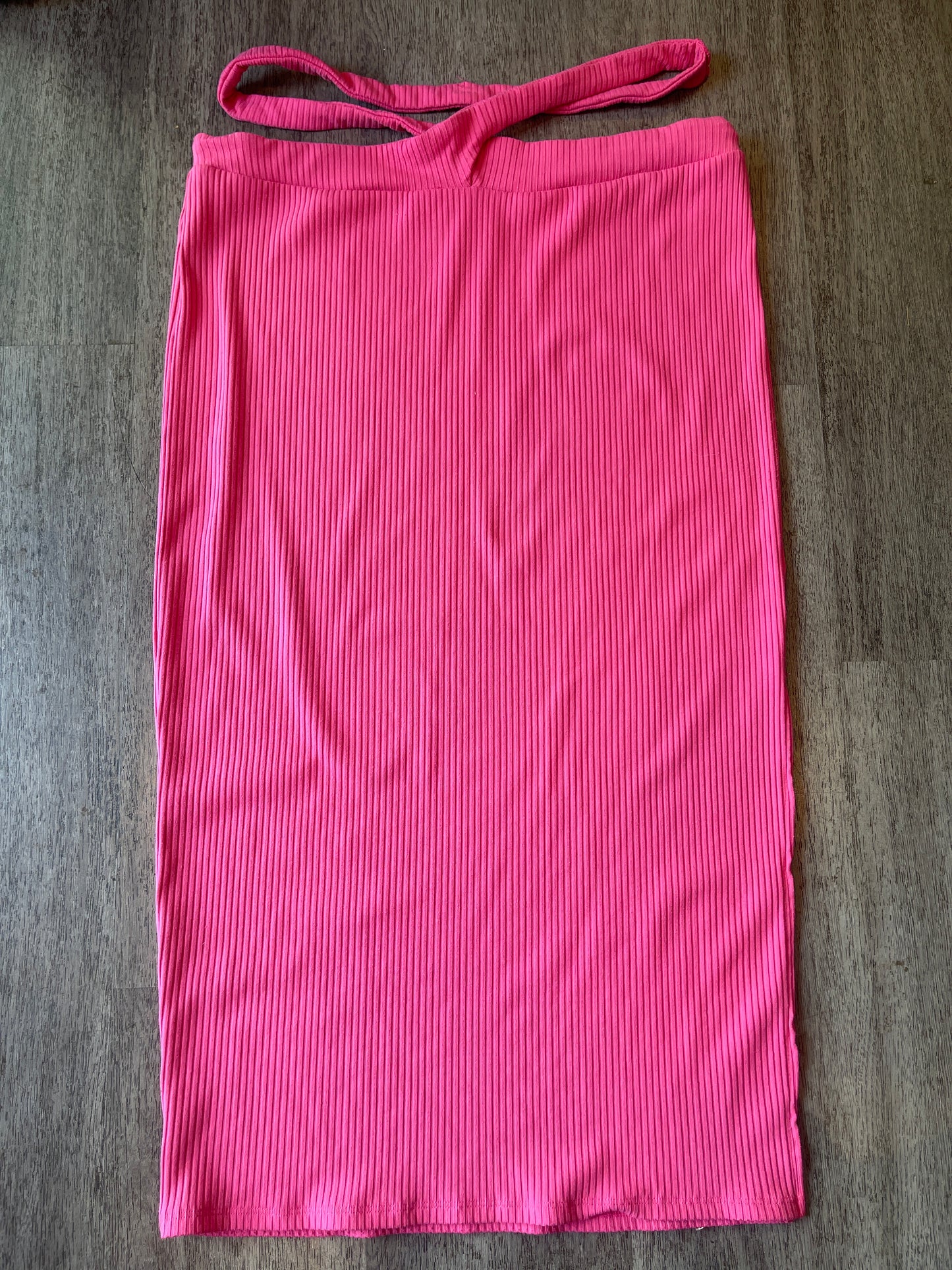 L Future Collective Pink Ribbed Skirt