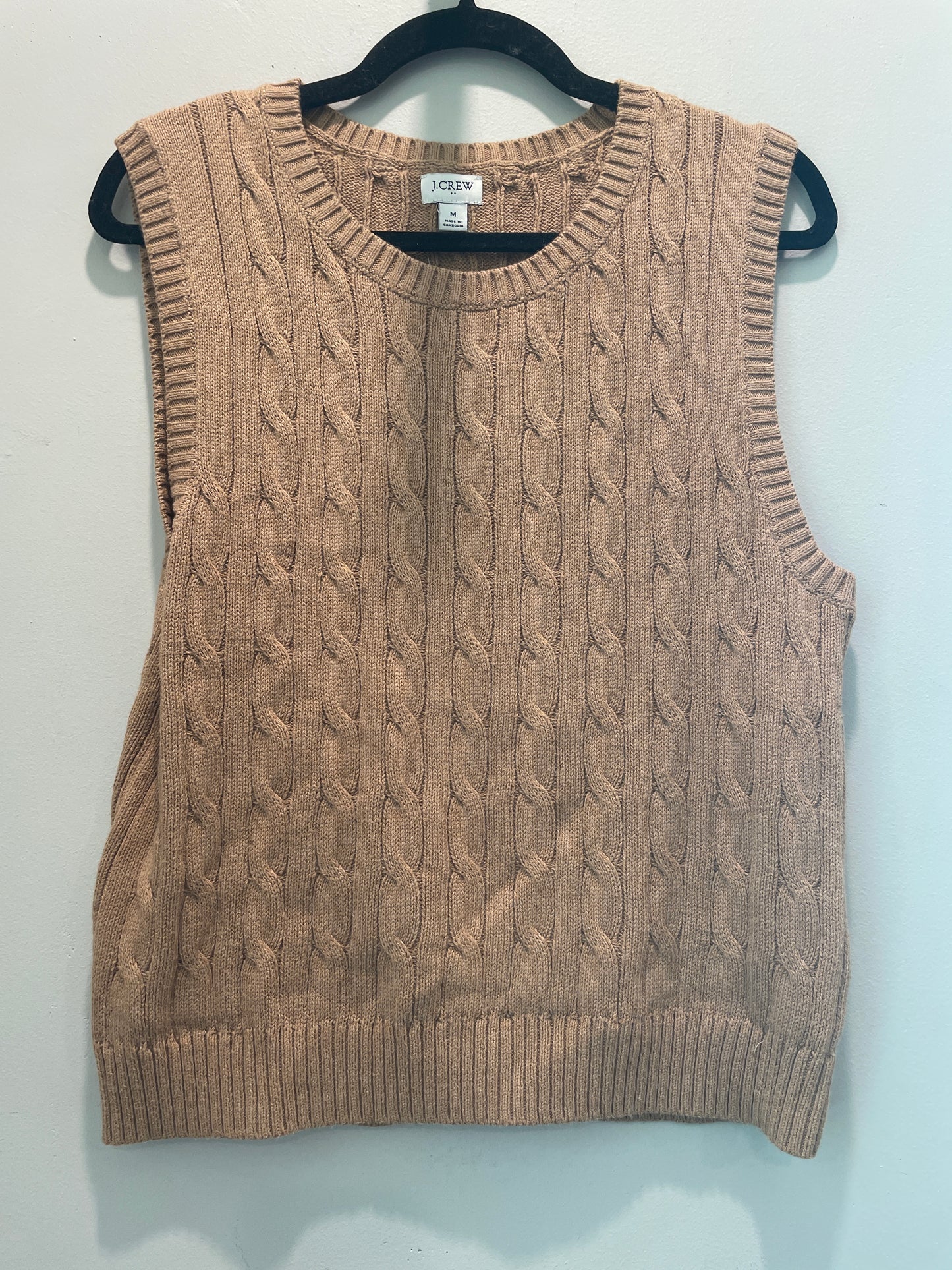 M J Crew Brown Cable Sweater Vest