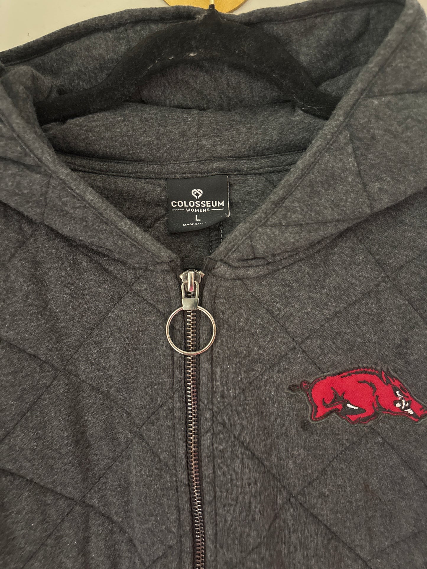 L Quilted Arkansas Razorback Jacket Coat