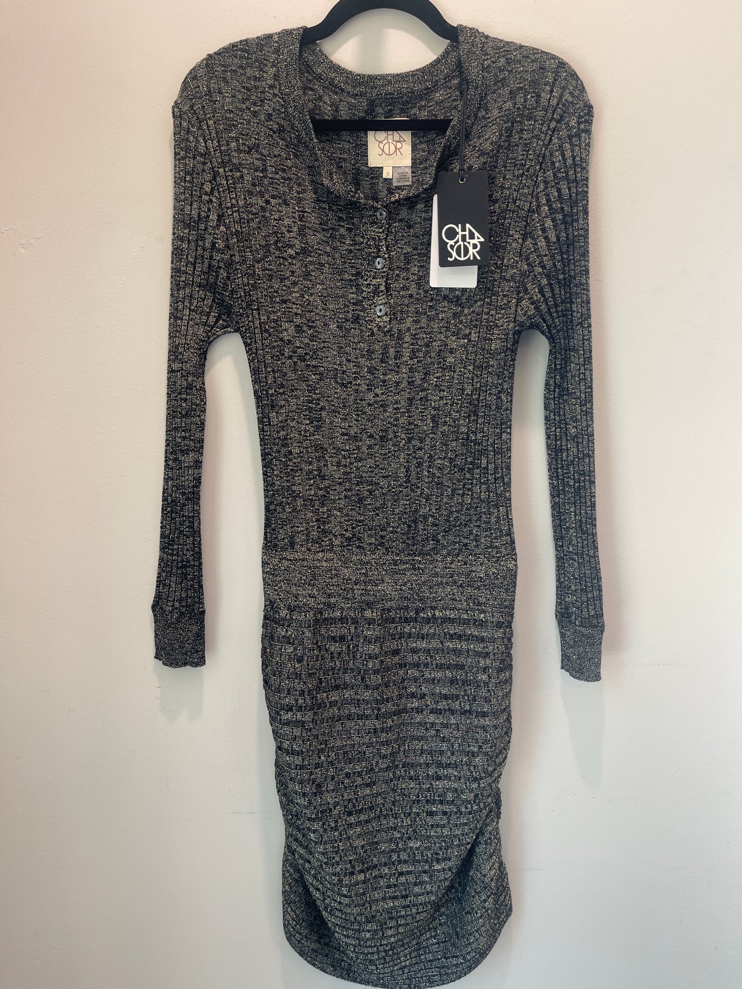 S NWT CHASER Metallic Sweater Dress