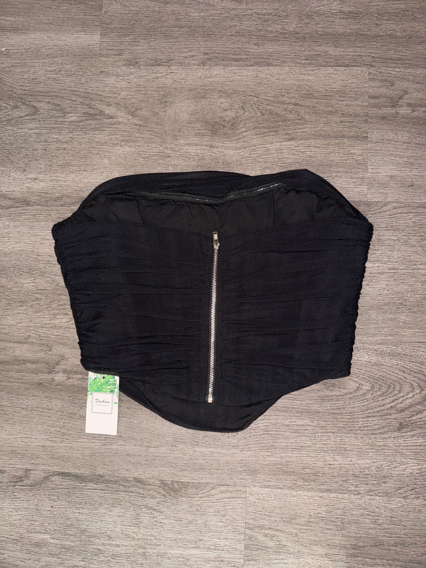 XL NWT Black Zip Up Halter Corset