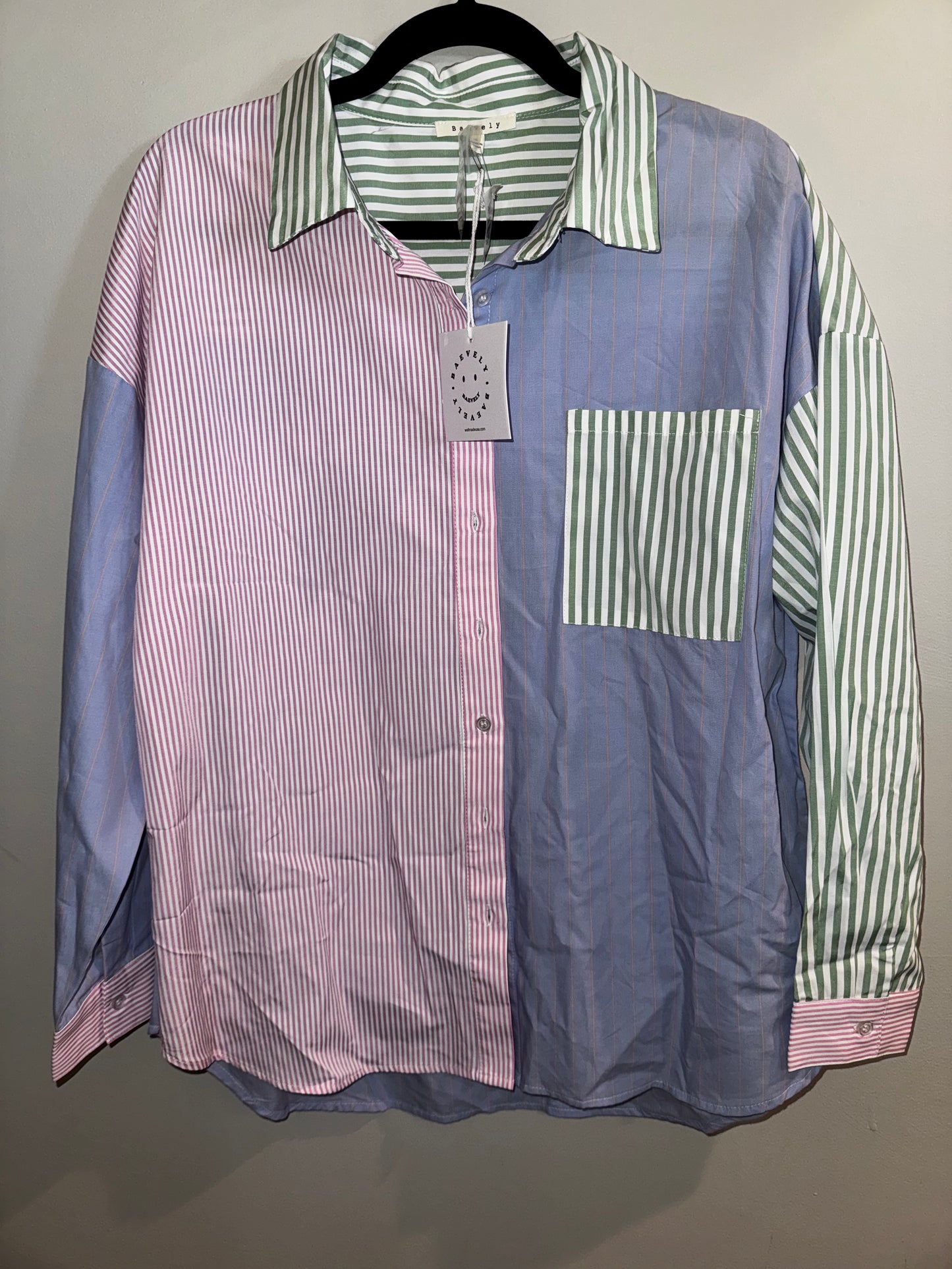 S NWT BaeVerly striped button up