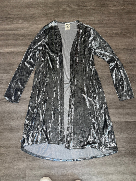 M Vocal USA Crushed Grey Open Front Long Cardigan