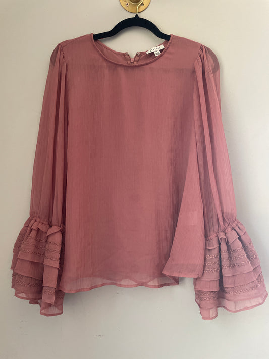 M Stellah Mauve Ruffle Bell Sleeve Blouse