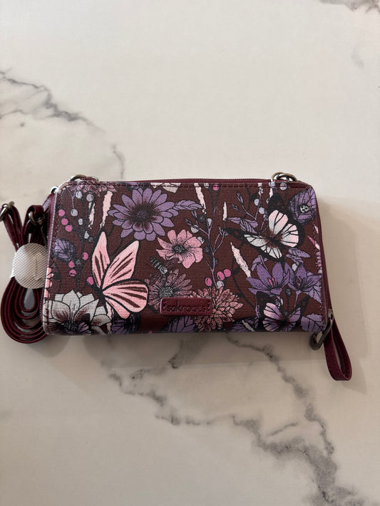 Sakroots Leather Maroon Floral Crossbody