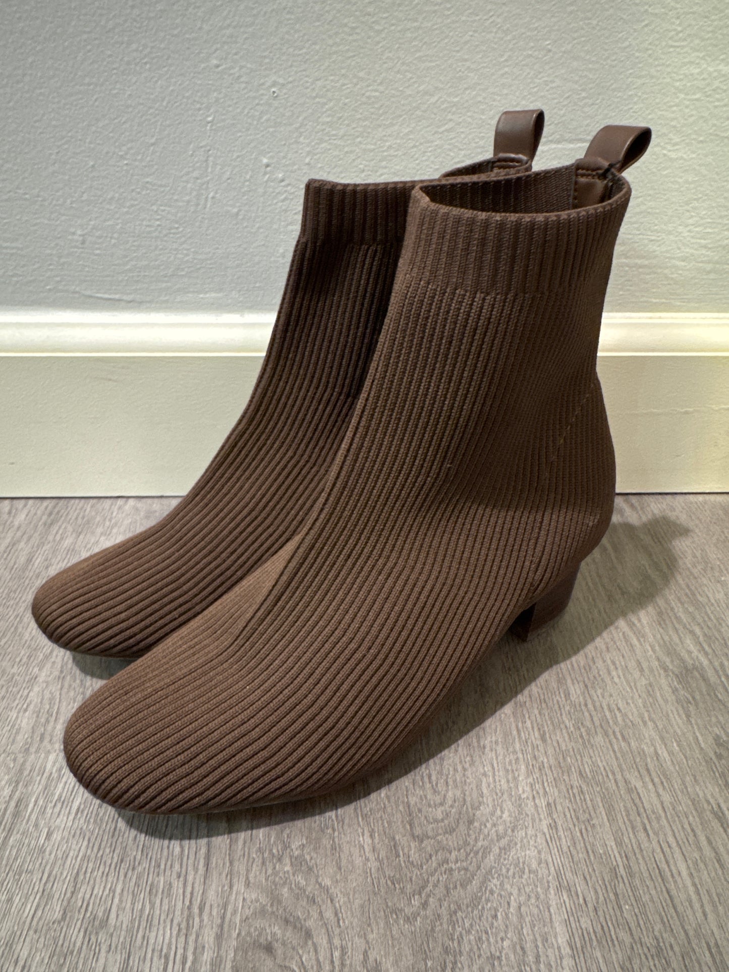 7.5 Joie Neely Brown Knit Sock Ankle Boots