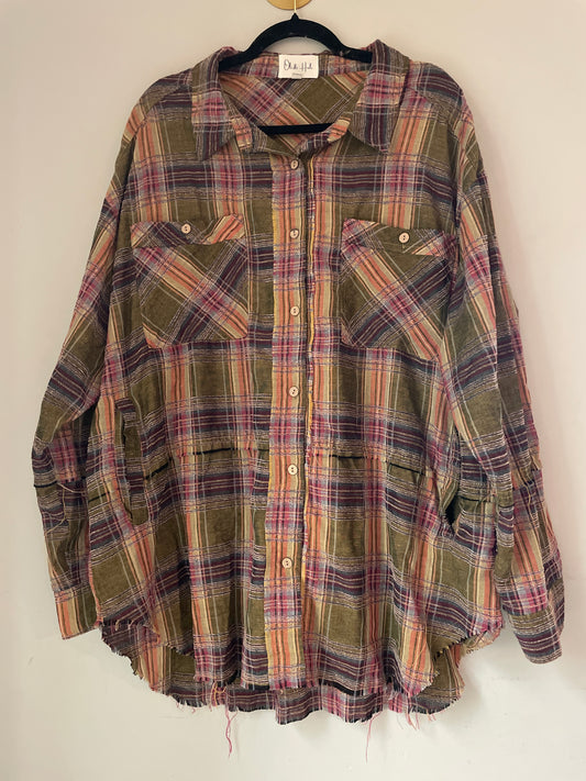 XL Oli + Hali Olive Plaid Button Down