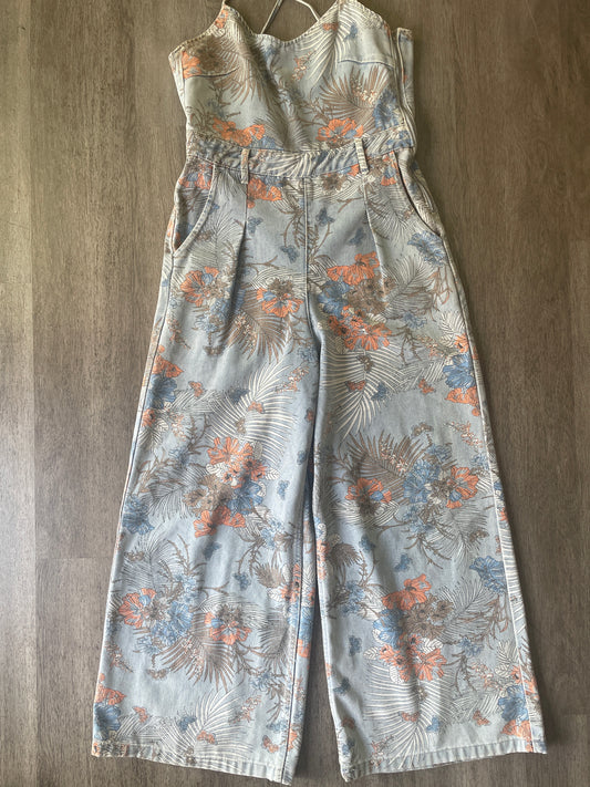 M Molly Bracken Wide Leg Floral Denim Jumpsuit