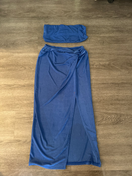 M SHEIN Blue Tube Top and Skirt Set