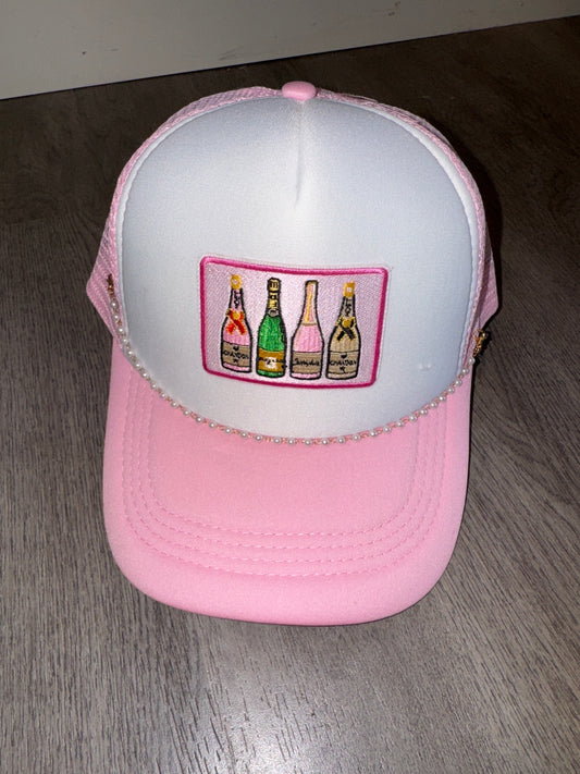 Pink Pearl Wine Bottle Trucker Hat