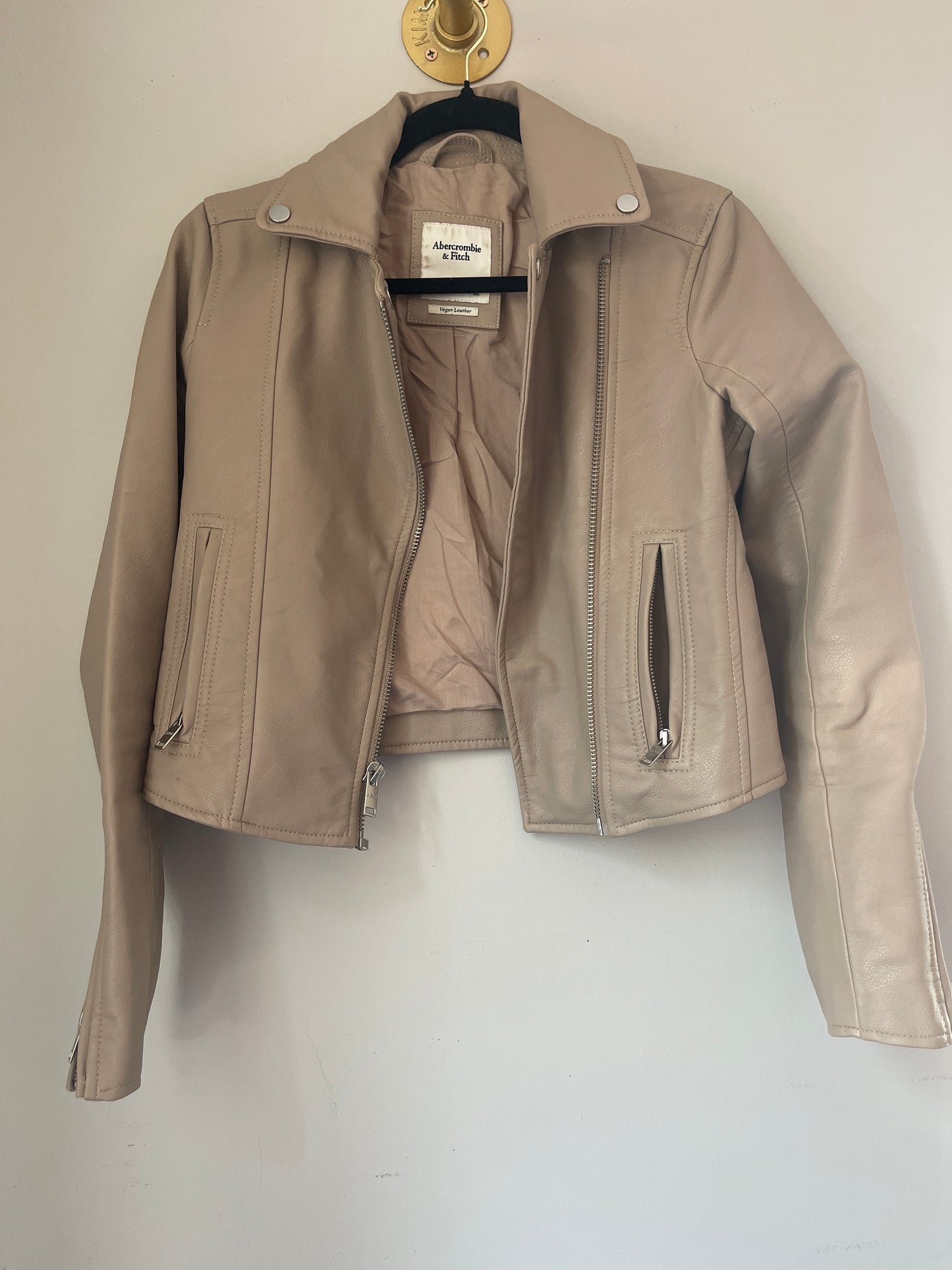 XS Abercrombie & Fitch Tan Moto Jacket