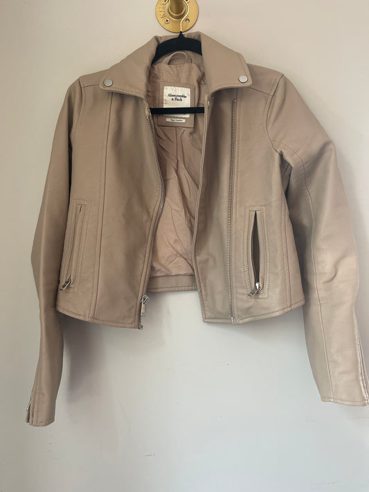 XS Abercrombie & Fitch Tan Moto Jacket