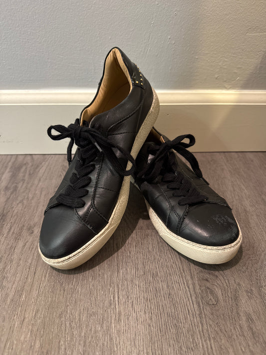 38 (7.5-8) All Saints Black Leather Studded Sneaker