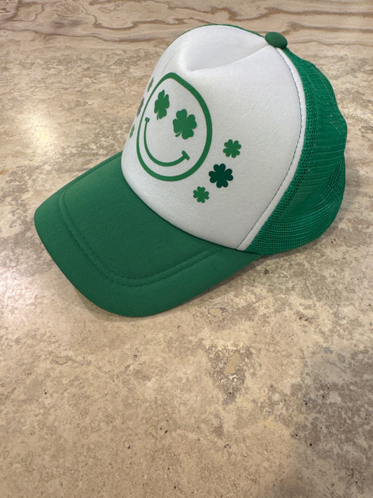 Clover Smiley Face Green Trucker Hat