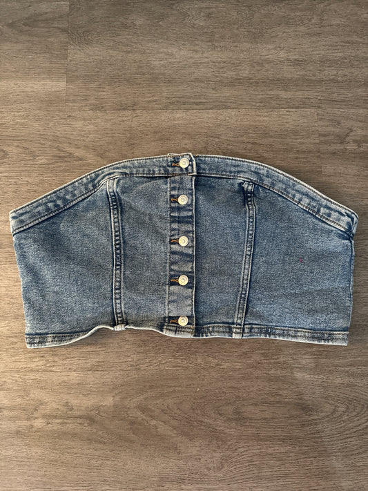 L Divided by H&M Denim Button Halter Top