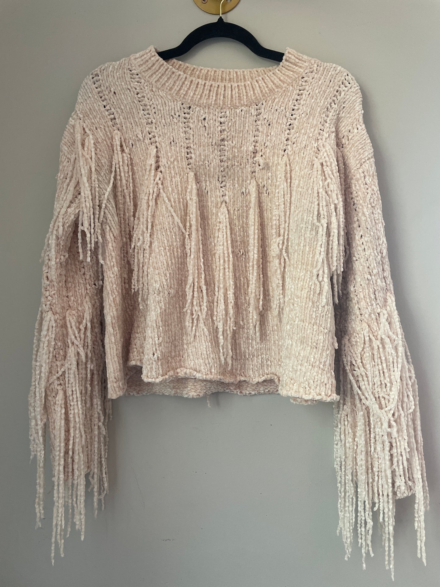 M Angie Fringe Knit Crop Sweater