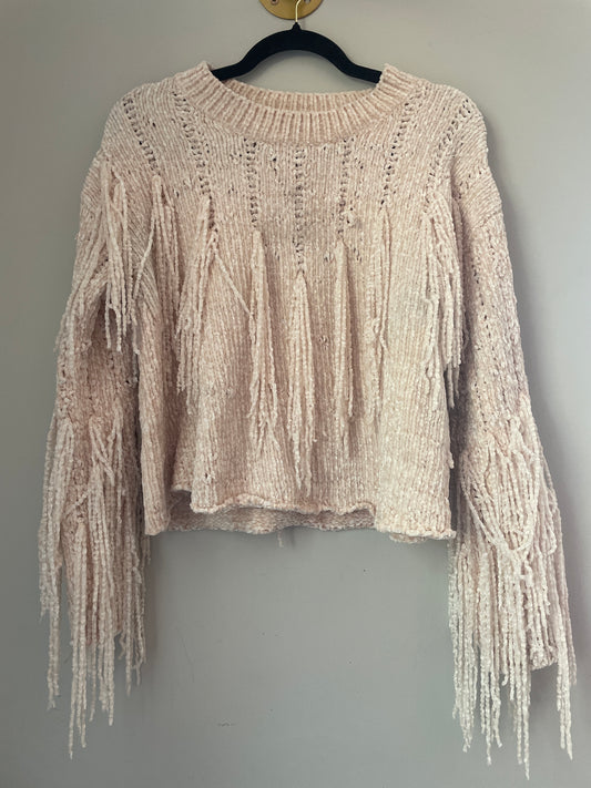 M Angie Fringe Knit Crop Sweater
