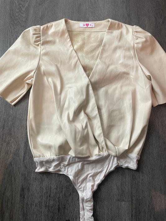 L BuddyLove Satin Wrap Bodysuit – Champagne