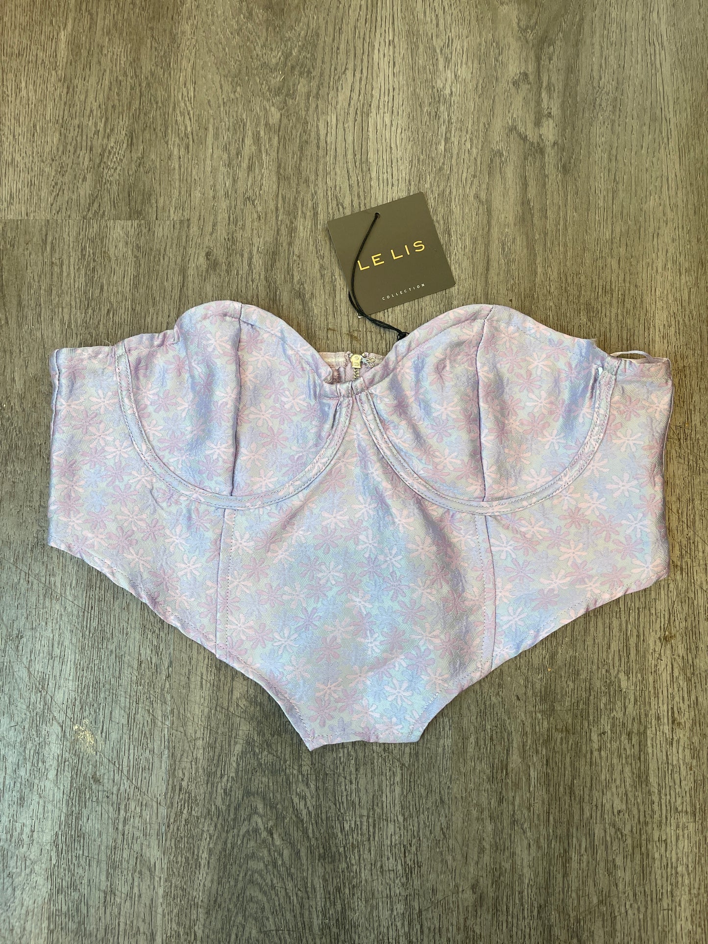 L NWT Le Lis Purple Floral Bustier