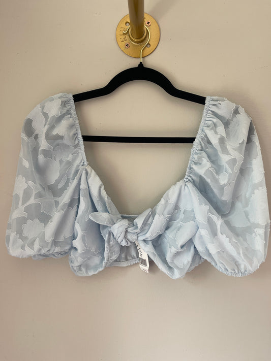 M NWT Blue Floral Sheer Crop